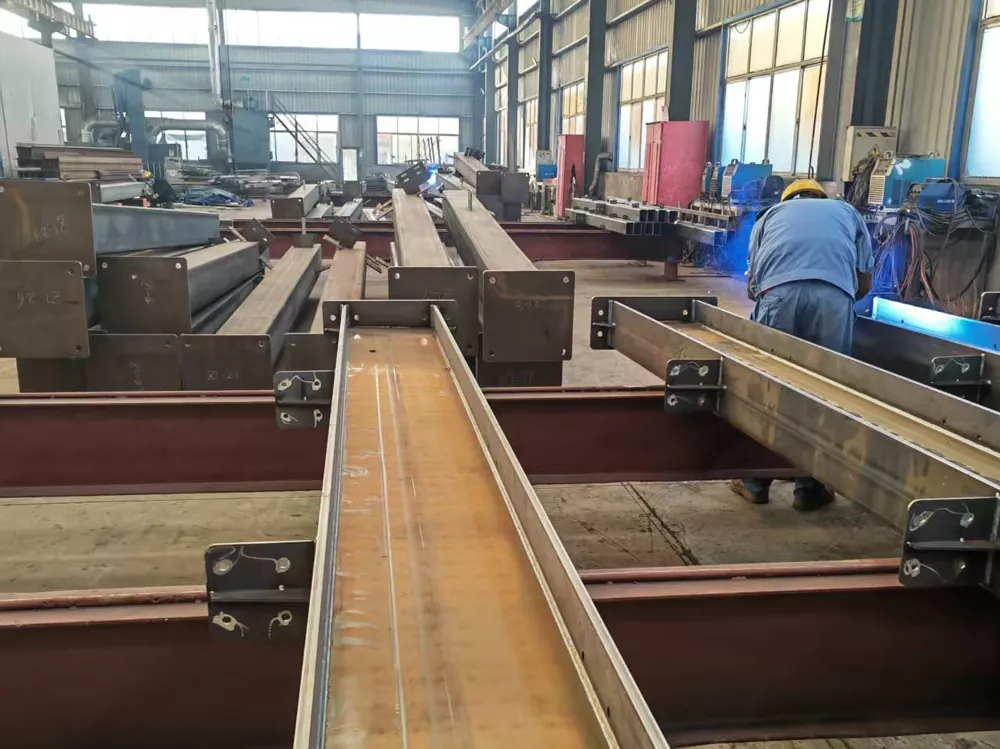Automated steel processing production line in workshop